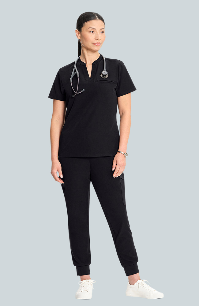 Women's Scrub Set: Taiga Welt Pocket Top & Bosque Jogger Pant, BLK Black, large